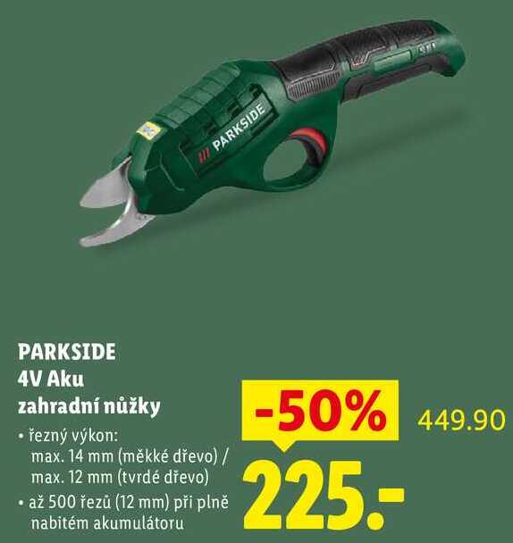 PARKSIDE 4V Aku zahradní nůžky 