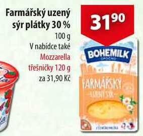 Farmářský uzený sýr plátky 30%, 100 g