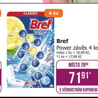 Bref Power Aktiv WC blok 4x50ml, vybrané druhy 200g