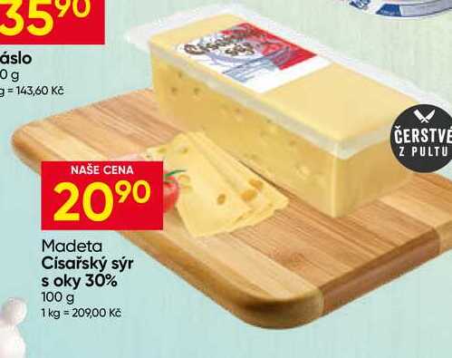 Madeta Císařský sýr s oky 30% 100 g