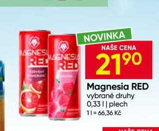 Magnesia RED vybrané druhy 0,33l plech