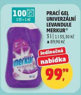 PRACÍ GEL UNIVERZÁLNÍ LEVANDULE MERKUR, 3 l