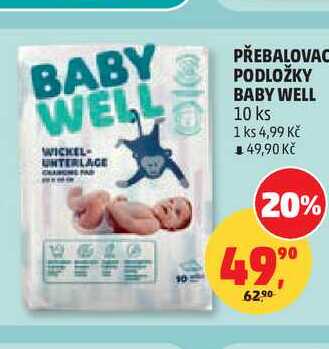 PŘEBALOVACÍ PODLOŽKY BABY WELL, 10 ks 