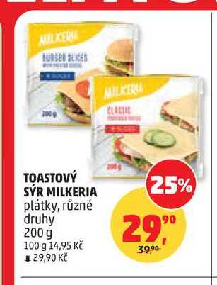 TOASTOVÝ SÝR MILKERIA, 200 g 