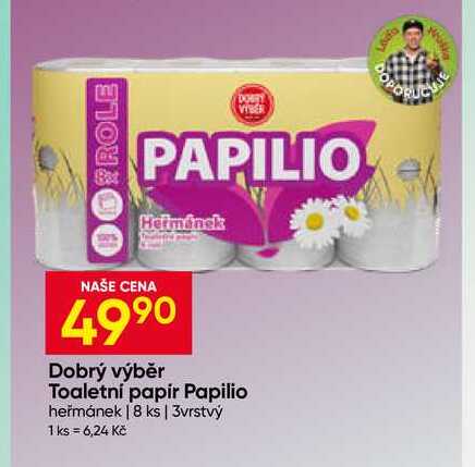 Dobrý výběr Toaletni papir Papilio heřmánek 8 ks, 3vrstvý