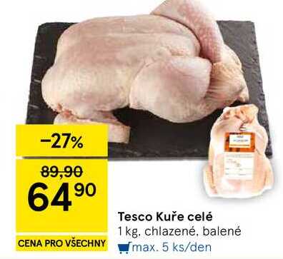 Tesco Kuře celé, 1 kg, chlazené, balené  