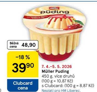 Müller Puding, 450 g, více druhů  