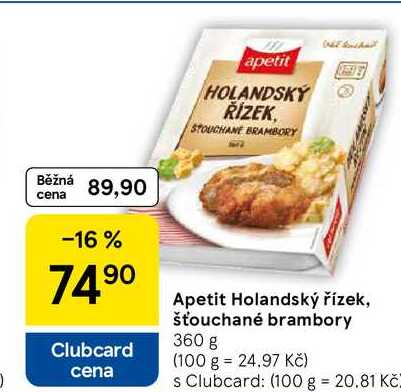 Apetit Holandský řízek, šťouchané brambory, 360 g 