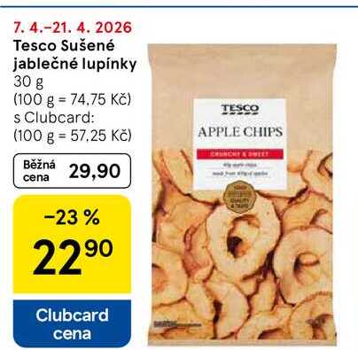Tesco Sušené jablečné lupínky, 30 g