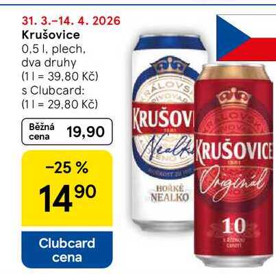 Krušovice, 0,5 1, plech, dva druhy