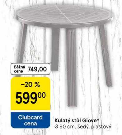 Kulatý stůl Giove, průměr 90 cm. šedý, plastový