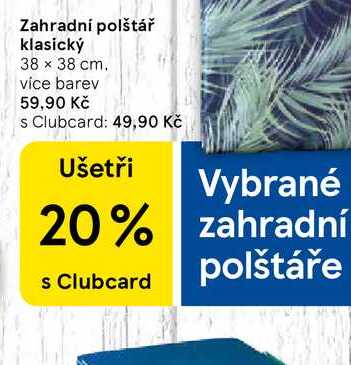 Zahradní polštář klasický, 38 x 38 cm. vice barev