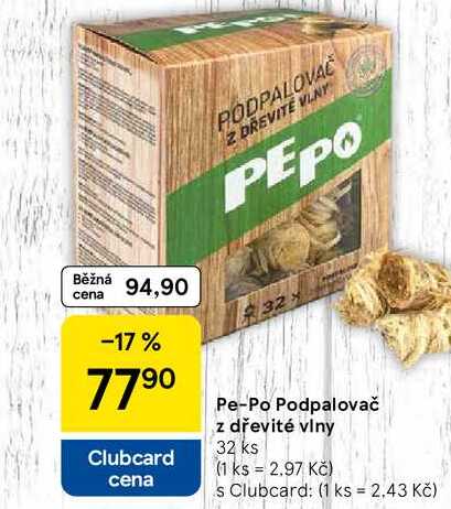 Pe-Po Podpalovač z dřevité vlny, 32 ks  