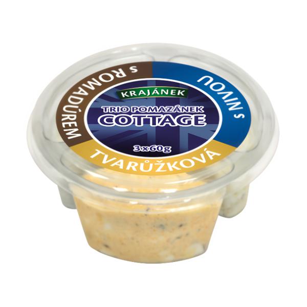 Krajánek TRIO pomazánek cottage sýrový mix (s romadurem, s nivou, tvarůžková), 3x60g