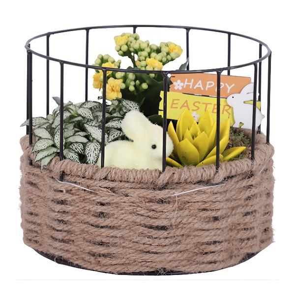 Velikonoční aranžmá v drátěném koši, 21 cm