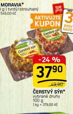 ČERSTVÝ SÝR vybrané druhy 100 g