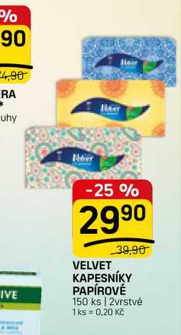 VELVET KAPESNÍKY PAPÍROVÉ 150 ks