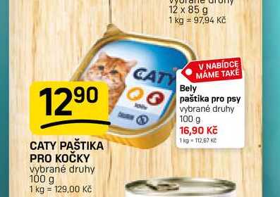 CATY PAŠTIKA PRO KOČKY vybrané druhy 100 g