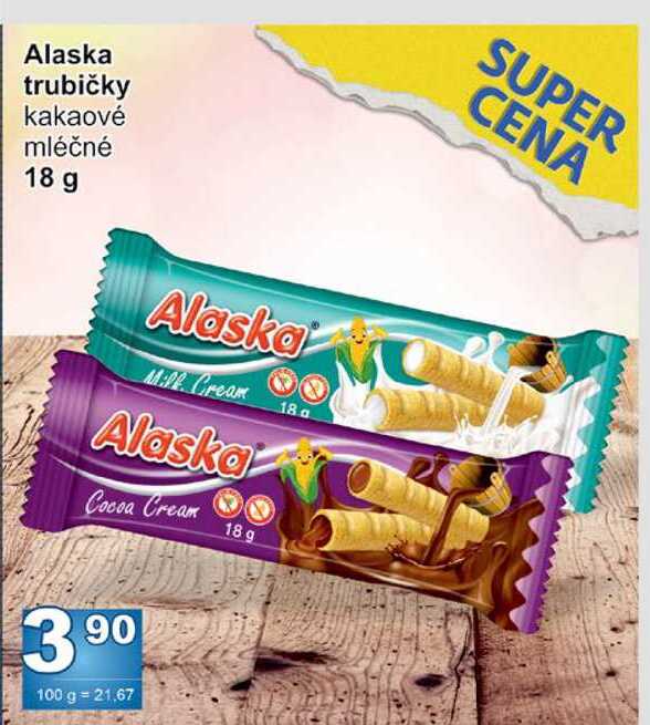 Alaska trubičky kakaové mléčné 18 g 