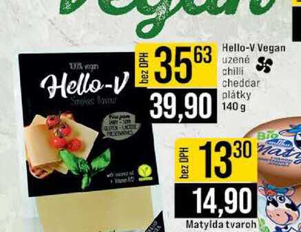 Hello-V Vegan uzené chilli cheddar plátky 140 g