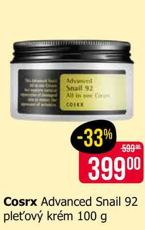 Cosrx Advanced Snail 92 pleťový krém 100 g