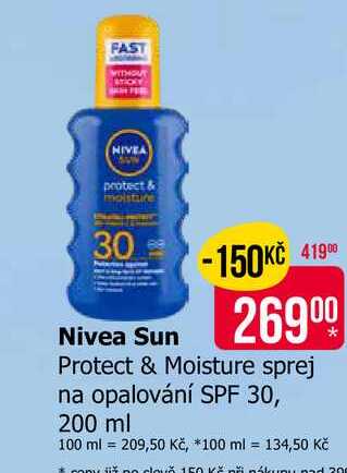 NIVEA Protect & Moisture sprej na opalování SPF 30, 200 ml