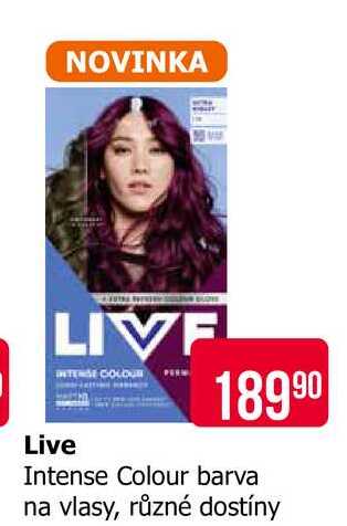 LIVE Intense Colour barva na vlasy, různé dostíny