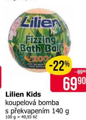 Lilien Kids koupelová bomba s překvapením 140 g