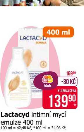 Lactacyd intimní mycí emulze 400 ml