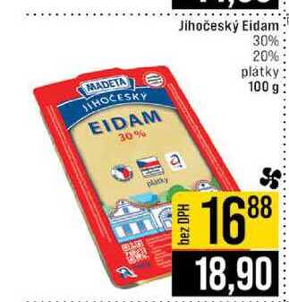 Jihočeský Eidam 30% 20% platky 100 g
