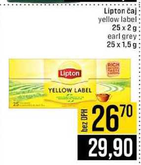 Lipton čaj yellow label 25 x 2g earl grey 25 x 1,5g