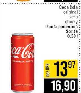 Coca Cola original zero cherry Fanta pomeranč Sprite 0.33l