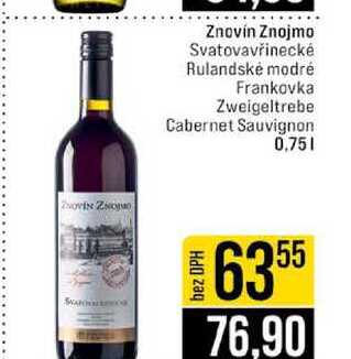 Znovín Znojmo Svatovavřinecké Rulandské modré Frankovka Zweigeltrebe Cabernet Sauvignon 0,75l