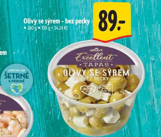 Olivy se sýrem - bez pecky 260 g