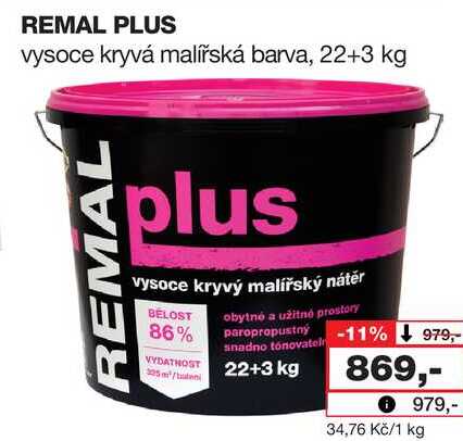 REMAL PLUS vysoce kryvá malířská barva, 22+3 kg 