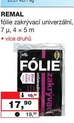 REMAL fólie zakrývací univerzální, 7 μ, 4 x 5 m