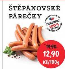 ŠTĚPÁNOVSKÉ PÁREČKY Z ČESKÉ SKALICE 100% 100g