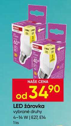 LED žárovka vybrané druhy 4-14 W, E27, E14 1ks 