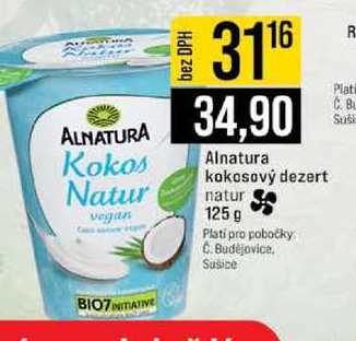 Alnatura kokosový dezert natur 125 g 