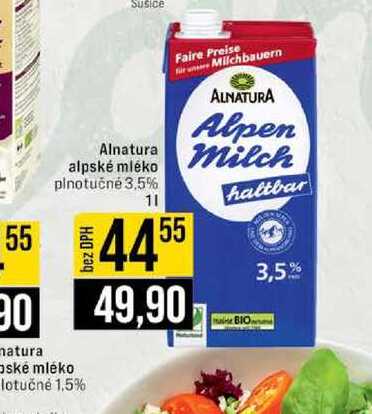 Alnatura alpské mléko plnotučné 3,5% 1l