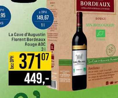 La Cave d'Augustin Florent Bordeaux Rouge AOC 3l