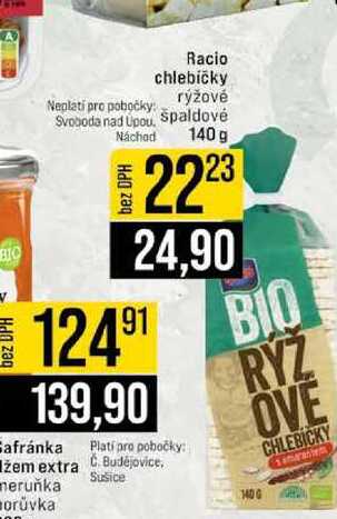 Racio chlebíčky rýžové špaldové 140g 
