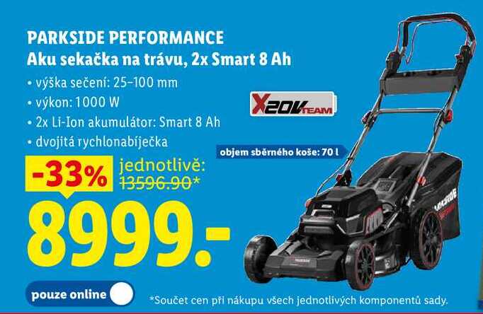 PARKSIDE PERFORMANCE Aku sekačka na trávu, 2x Smart 8 Ah