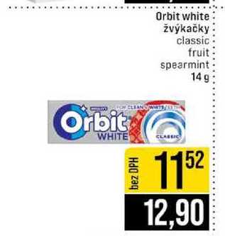 Orbit white žvýkačky classic fruit spearmint 14g