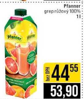 Pfanner grep růžový 100% 1l