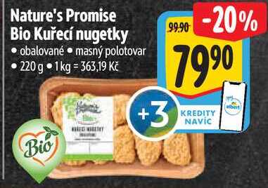 Nature's Promise Bio Kuřecí nugetky, 220 g
