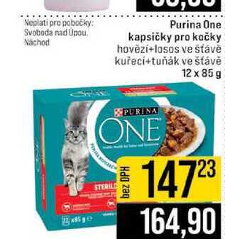 Purina One kapsičky pro kočky hovězí+losos ve stavě kuřecí+tuňák ve šťávě 12 x 85 g