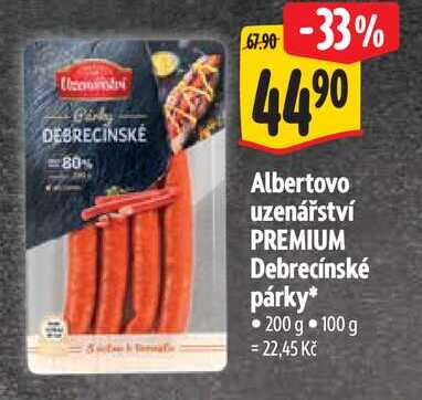 Albertovo uzenářství PREMIUM Debrecínské párky, 200 g