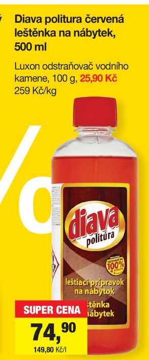 Diava politura červená leštěnka na nábytek, 500 ml
