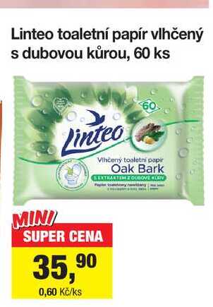 Linteo toaletní papír vlhčený s dubovou kůrou, 60 ks